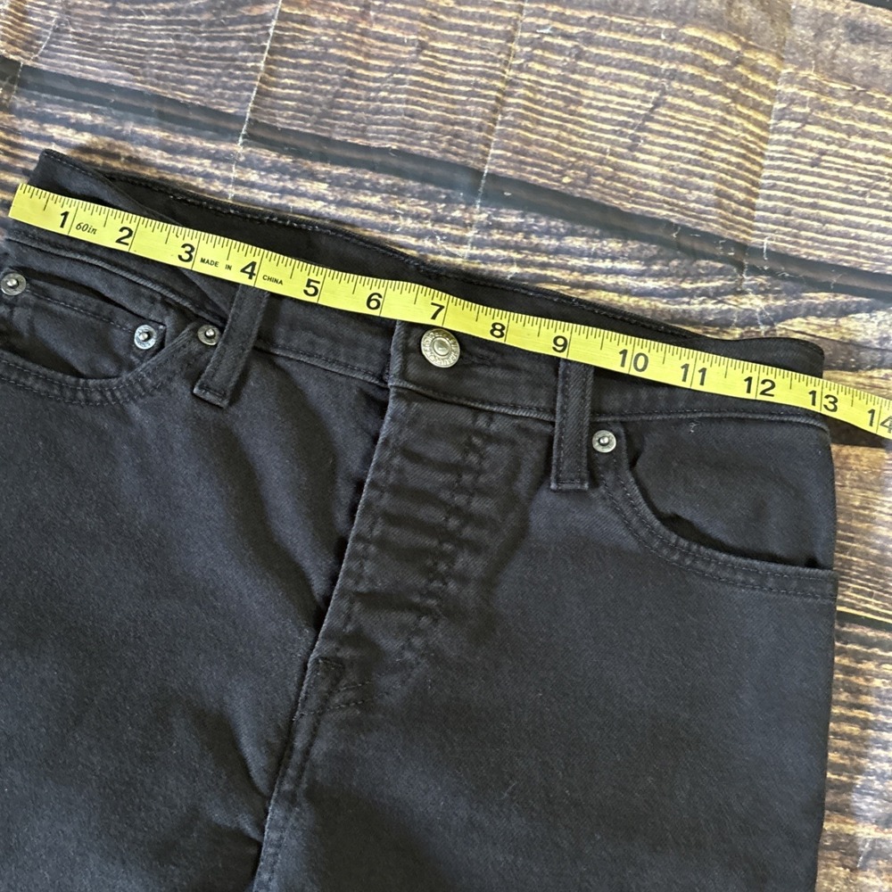 Levis Jeans Womens 25 Black Denim Wedgie Skinny High Rise Button Fly Distressed - Picture 4 of 13